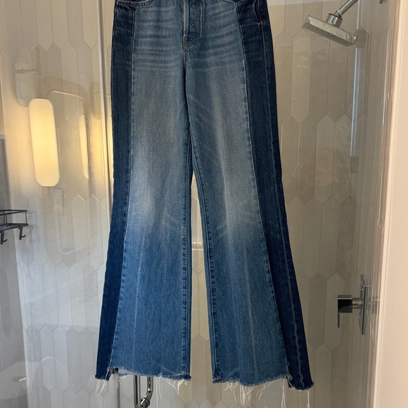 MOTHER The Tux Sidestepper Sneak Fray Blue Jeans - Picture 3 of 4